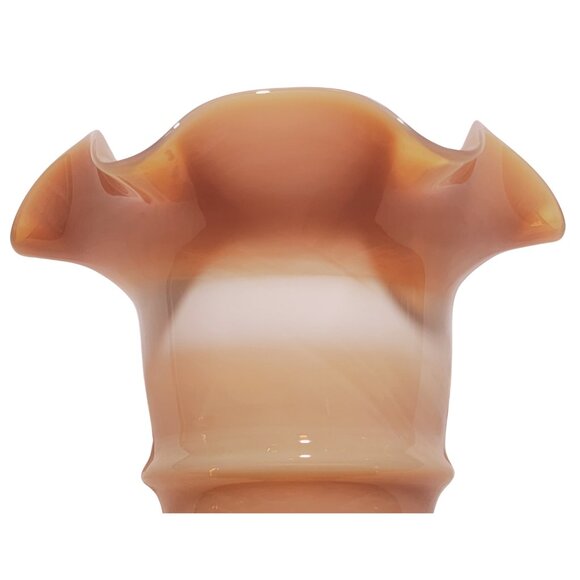 Vintage Altaglass Ruffled Peach & White Opalescent Vase - Excellent Condition - Picture 5 of 8